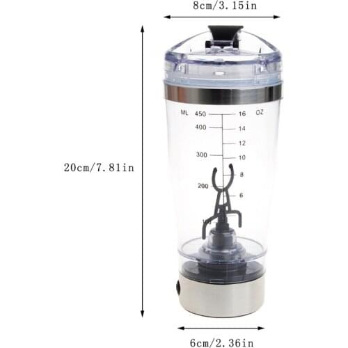 450ml BPA Protein Shaker Vortex Water Bottle Electric Automatic Mixer Smart Cup Mar28