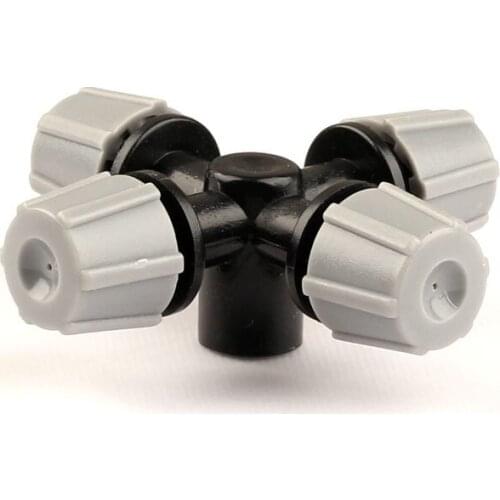 60pcs Green Thumb Inner Dia 6mm Cross Atomizing Sprinkler for Greenhouse Irrigation Four Nozzle Micro Mist Sprinkler