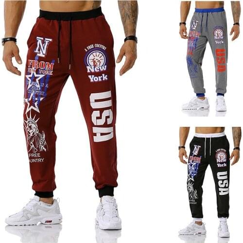 Black Pants Men USA Print Joggers Men Outdoor Sports Trousers Fitness Football Training Pants Men 20210416-3