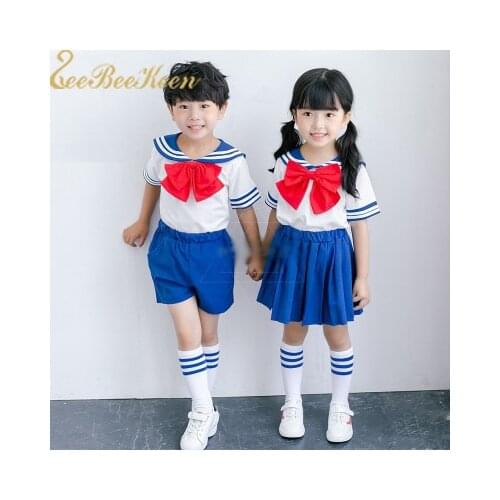 Costume Kids Anime Cosplay sailor moon costume Dress For Girls Navy suit For boys School uniform suit and sock For children