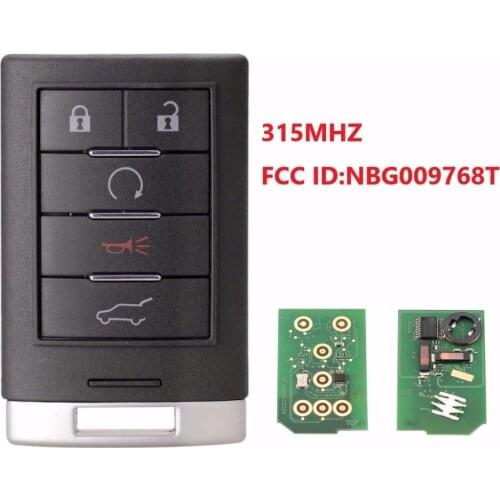 5 Buttons Remote Car Key 315MHZ for Cadillac SRX 2010 2011 2012 2013 2014 keyless Entry Car Key NBG009768T