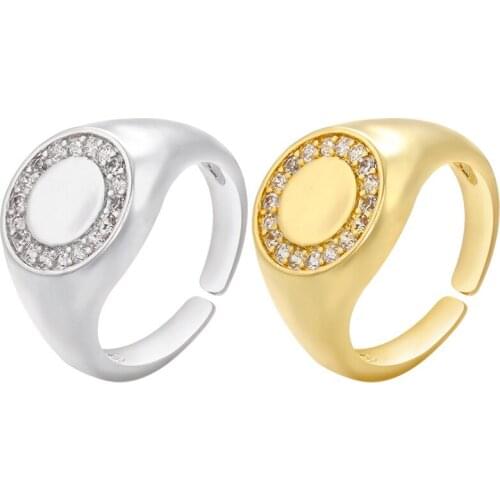 European and American Micro-inlaid Circle Smooth Zircom Rings for Women Adjustable Opening Width Rings for Men Jewelry
