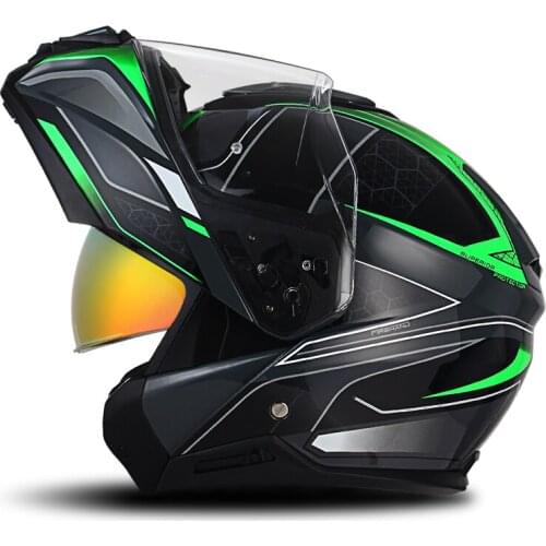 GSB S-362 Flip Up Modular Motorcycle Helmet ABS Shell Chrome Red Interior Visor Men Women Capacete de Motocicleta Dual Lens ECE