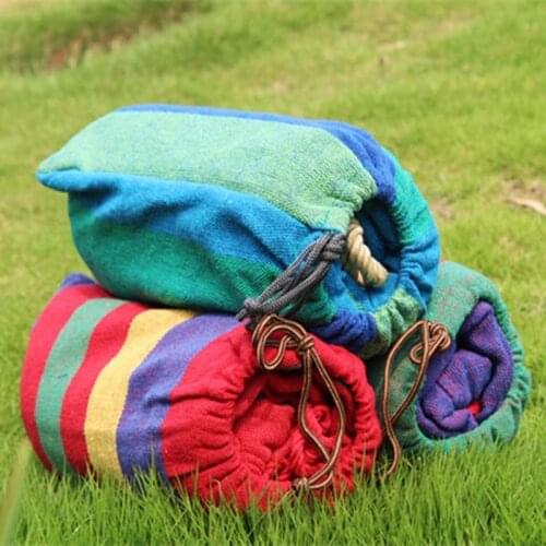 Travel Camping Single Double Rainbow Stripes Canvas Cotton Adult Swing Children Leisure Hammock Outdoor Wholesale Hammock
