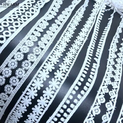 HWARM 20yard arts craft sewing fabric New water soluble embroidery milk silk lace exquisite spot white hollow single side lace