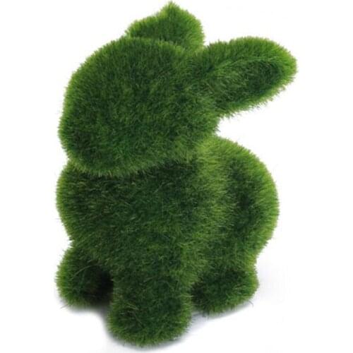 Novelty Handmade Artificial Turf Grass Animal Easter Rabbit Home Office Ornament Room Office Decor Baby Kids Toy Artwork Gifts