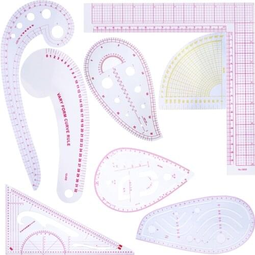 KAOBUY 8pcs Sewing French Curve Ruler Set Measure Dressmaking Tailor Drawing Template Craft Tool Set For Clothing Designing