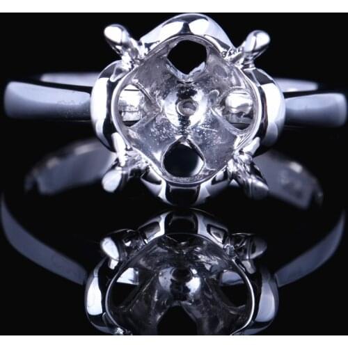 HELON 925 Sterling Silver Women Trendy Fine Jewelry Semi Mount Engagement Wedding Ring Solitaire Silver Ring Fit Round 9mm -10mm