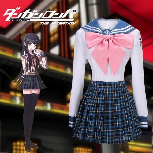 Anime Dangan-Ronpa Sayaka Maizono Danganronpa Cosplay Costume Adult Women Outfits Girl Sail Suit Skirt Bow-Tie Stock Halloween