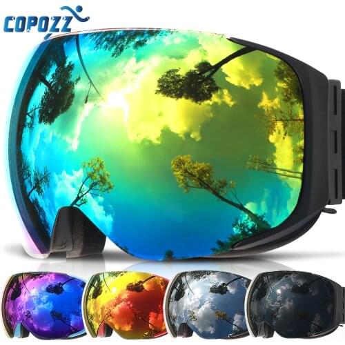 COPOZZ brand ski goggles replaceable magnetic lenses UV400 anti-fog snow ski mask skiing men women snowboard goggles GOG-2181