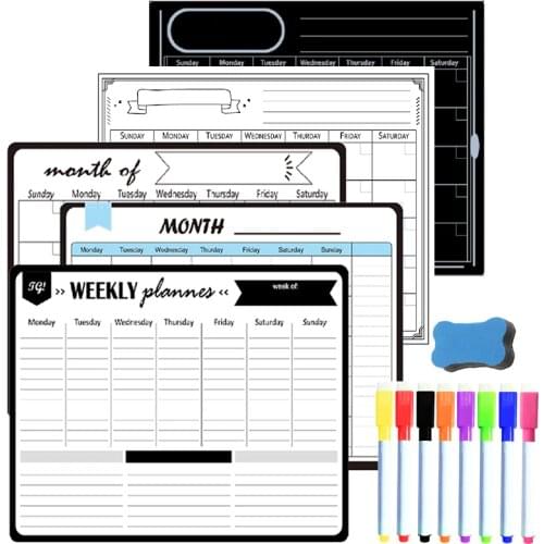 Magnetic Weekly Monthly Planner Calendar Dry Erase Board for the Fridge Blackboard Whiteboard Pen Kid Memo Message Door Stickers