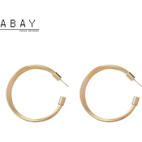 Fashion Popular C-ring Earrings Women New Exaggerated Circle Simple Versatile Temperament Hollow High Quality Female Ear Pendant