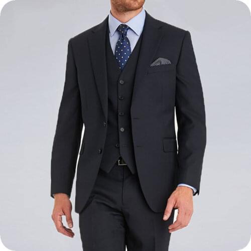 Custom Made Black Men Classic Business Suits Wedding Notched Lapel Man Blazer Groom Tuxedo 3Piece Costume Homme Terno Masculino