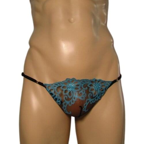 Candy Cherries Adjust Mens Lace Underwear G-Strings Sissy Thongs Pouch Sexy Gay Ropa De Hombre 2021 Open Butt Low Sissy G-string