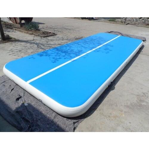 Customized Logo Inflatable Gym Mat For Taekwondo Training 6M/7M8M Airtrack Floor Mattress Human Jumping Sport Mat Blue Color