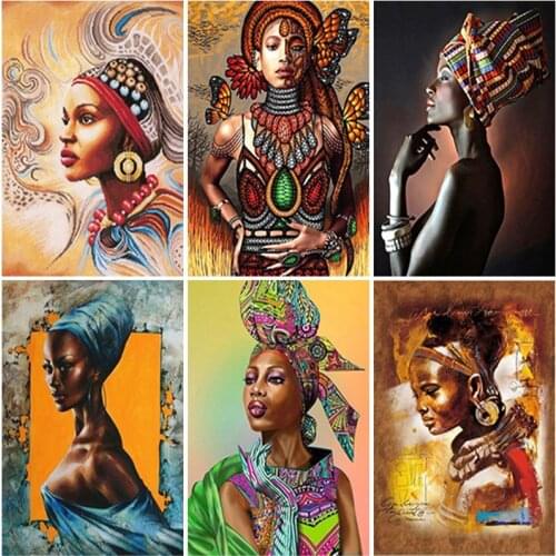 New Arrival Diamond Painting African Woman Diamont Mosaic Embroidery Rhinestone Full Round Drill Cross Stitch Kit Home Decor