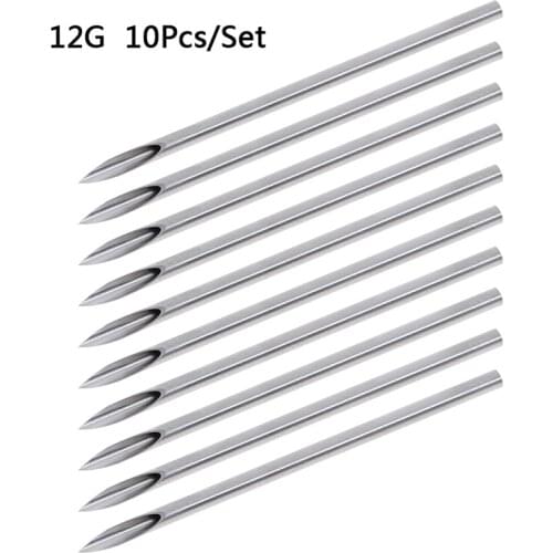 10pcs/set 12g/14g/16g/18g/20g Disposable Tattoo Piercing Needles For Navel Nipple Ear Nose Lip Tattoo Piercing Needles Kit Tool