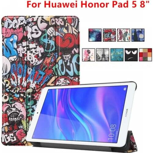 Painted PU Leather Smart Stand Case For Huawei Honor Tab 5 8.0 Tablet Protective Cover For Huawei Honor Pad 5 8 inch Fundas+Pen