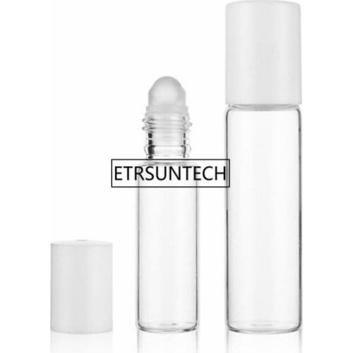 Empty 5ml 10ml Transparent Glass Roll On Bottle glass Roller Ball Cosmetic Perfume Essential Oil Sample Refillable Bottles F2077