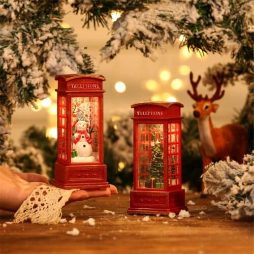 Santa Claus/Snowman/xmas Tree Telephone Booth LED Lights Christmas Gift for Kids Christmas Decorations for Home New Year Gift