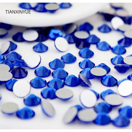 TIANXINYUE ss3-ss30 Sapphire Crystal nail Rhinestones Non Hot Fix FlatBack glue on Fabric and Phones rhinestone