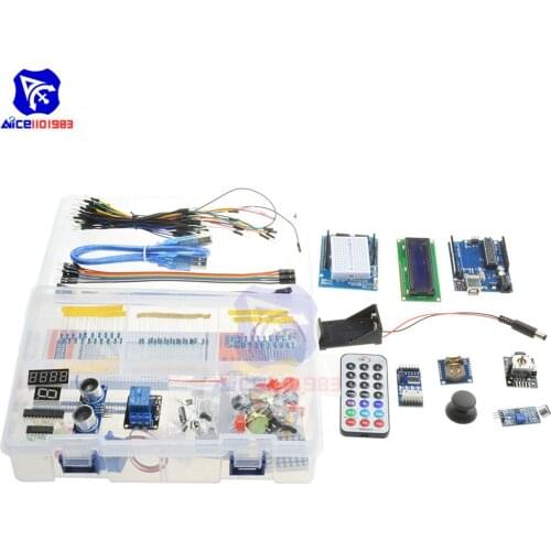 Ultimate UNO R3 Starter Learning Kit Expansion Board for Arduino Breadboard Dupont Wire 1602LCD Rotary Potentiometer Buzzer LED