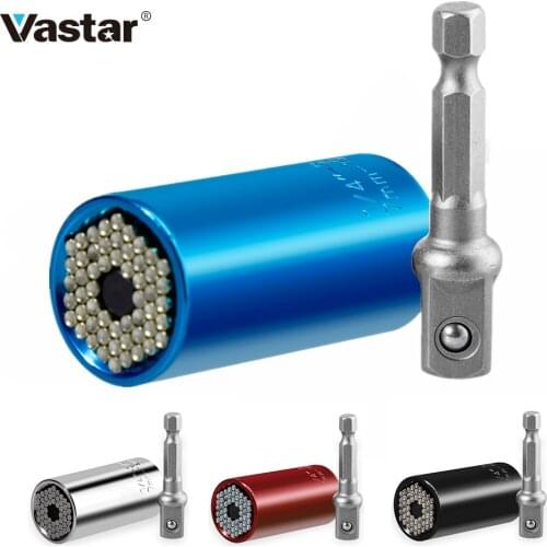 Vastar Universal Torque Wrench Head Set Socket Sleeve 7-19mm Power Drill Ratchet Bushing Spanner Key Magic Grip Multi Hand Tools