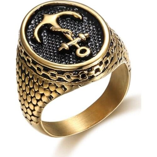 Vintage Mens Anchor Rings Motorcycle Party Personality Viking Pirate Rings Punk Finger Ring Cool Biker Mens Rings Jewelry