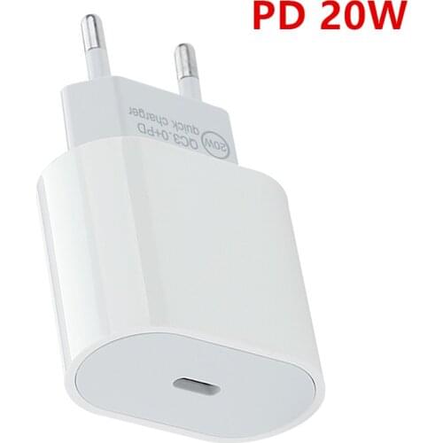 PD 20W 18W USB Charger Fast Charging For iPhone 12 11 Pro Max 8 XR SE Type C EU Mobile Phone Adapter For Xiaomi Samsung S21 S20