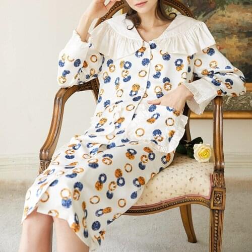 Women Elegant Flower Print Nightgown Female Autumn New Silk Satin Long Skirt Home Clothes Daily Sleepwear Lounge Dress Negligee