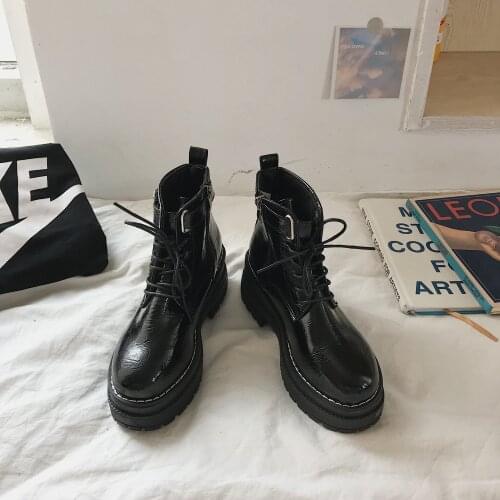 Women Platform Boots 2020 Autumn Shoes Black Genuine Leather Chunky Heel Ankle Boots Fashion Lady Thick Bottom Boots Zipper Shoe