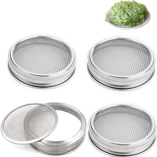 1Set Kit Sprouting Mason Steel Germinator Set Seed Sprouter Germination Cover Stainless Steel Strainer Lids Stainless