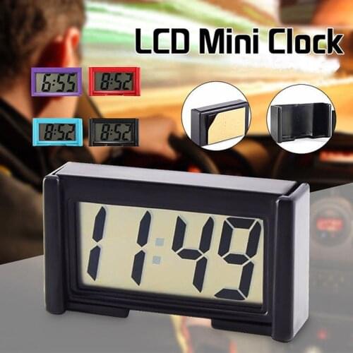 1pc Mini LCD Screen Digital Clock Car Dashboard Clocks Desk Time Clock Home Study Supplies Automobiles Ornament Accessories