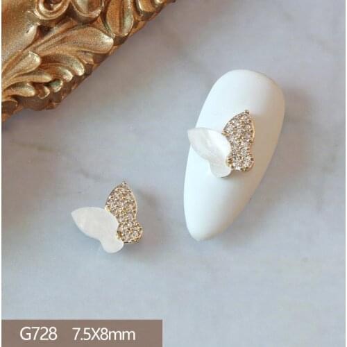 10pcs/lot Luxury 3D Butterfly Alloy Nail Art Zircon Crystal Metal Manicure Nails Accesorios Supplies Decorations Charms G728
