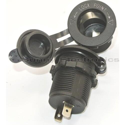 12V 120W Motorcycle Car Boat Tractor Accessory Waterproof Cigarette Lighter Power Socket Plug Outlet Black