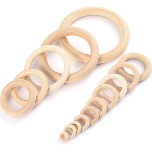 12-125mm Wooden Beads Connectors Circle Rings Natural Lead-Free Eco-Friendly Wood Beads For Baby Teething Toys Rings Accessories