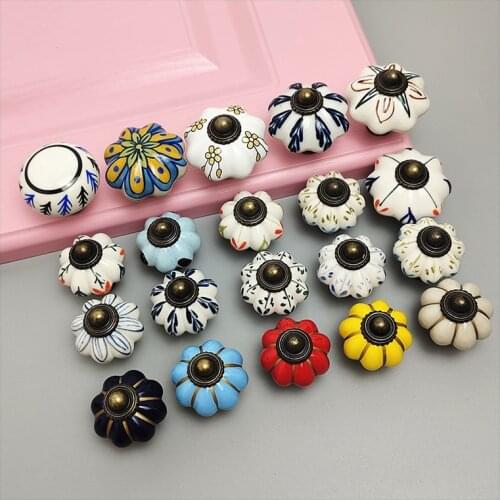 1 Piece Vintage Ceramic Handle Door Knobs For Cabinet Drawer Closet Cupboard Wardrobe Furniture Door Pull Handle