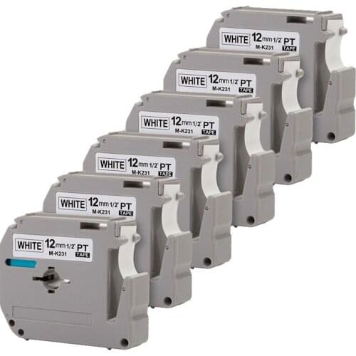 30PK compatible Brother M tapes label cartridge M-K231 MK231 for Brother Ptouch Printer Ribbons Tape 12mm Mk 231