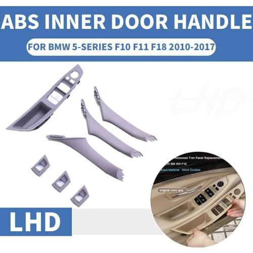 4/7PCS Left Hand Drive LHD For BMW 5 series F10 F11 F18 520 525 Gray Car Interior Door Handle Inner Panel Pull Trim Cover 10-17