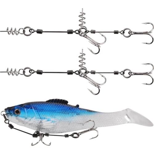 5Bags Fishing Screw Rig Kit Double Fishing Treble Hooks With Pike Center Pin Shad Belly Stingers For Shallow-Rigging Soft Lure