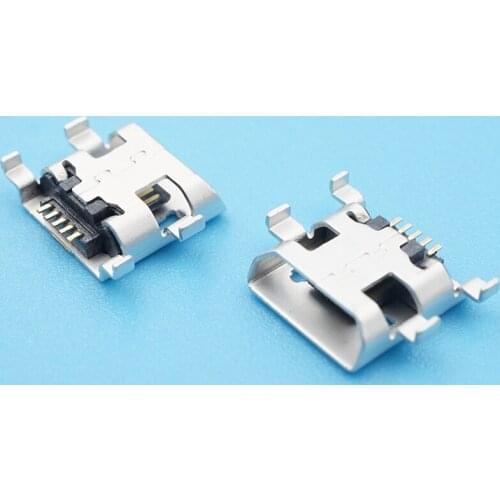 50pcs/lot Micro USB Female Jack Connector 5Pin Sink Plate No Side Without Curling Side Charging Port Socket Accessories