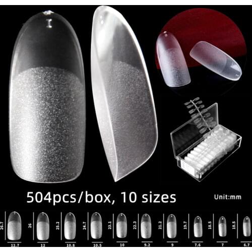 500pcs Fake Nail Tips Oval Matte thin Fingernail Tips Clear French Style Salon DIY Practice False Nails