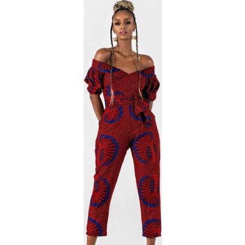African Womens Jumpsuits Dashiki Print Fashion Ankara Outfit For Ladies Africa Clothing Drop Shipping