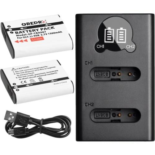 Li-90B Li-92B Battery with Charger for Olympus Li 90B Li92B Tough TG-4 TG-6 TG-5 TG-2 TG-1 IHS SH-1 SH-2 SH-60 SH-50 IHS, SP-100