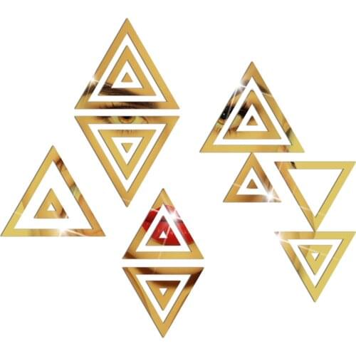 20 Pcs Hollow Triangle Acrylic Mirror Wall Stickers Bedroom Living Room Decor Home Decoration Accessories