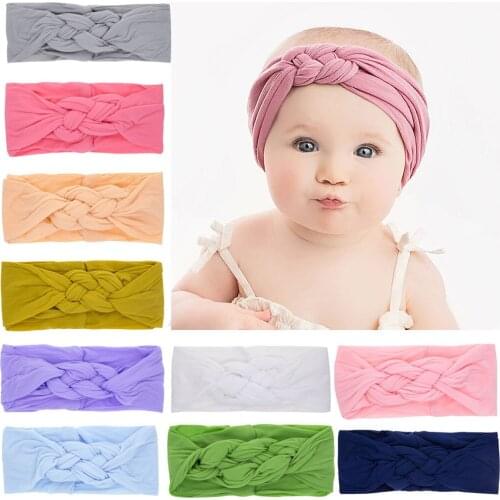 Baby Hair Band Set For Girls Bow Elastic Headbands Twisted Cable Design Turban Kids Headware Solid Color Baby Hair Accessories