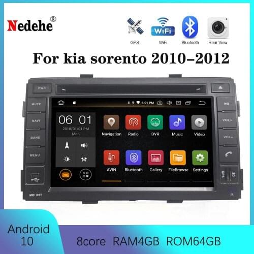 2Din Android 10.0 Octa Core RAM 4G CAR DVD Player GPS For KIA SORENTO 2010-2013 Stereo Nagavition Headunit Tape Recorder BT Map