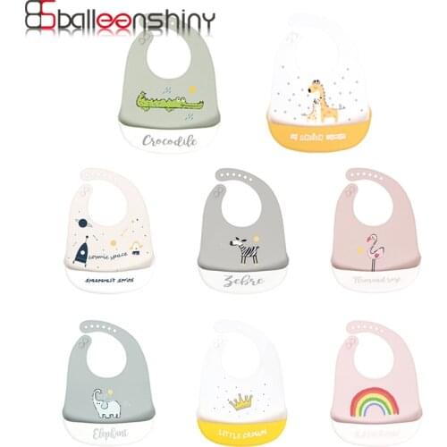 Balleenshiny Cartoon Animal Baby Bibs Waterproof Soft Silicone Baby Girl Boy Feeding Stuff Adjustable Kids Children Bib Apron