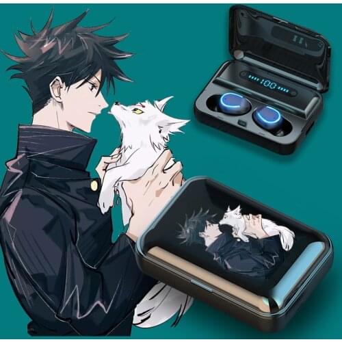 Jujutsu Kaisen Bluetooth earphones Itadori Yuji Gojo Satoru Zenin Maki cosplay For Android Wireless Earbuds 5.0 HD Charging box