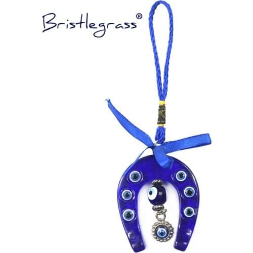 BRISTLEGRASS Turkish Blue Evil Eye Resin Horseshoe Bowknot Amulets Lucky Charm Car Wall Hanging Pendants Pendulum Blessing Decor